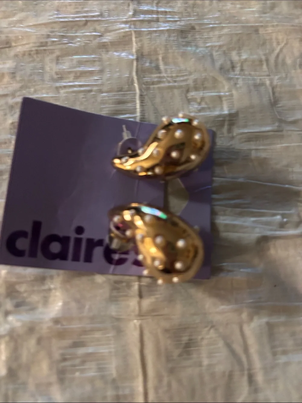 Claire's Gold Pearl-Accented Teardrop Clip Earrings
